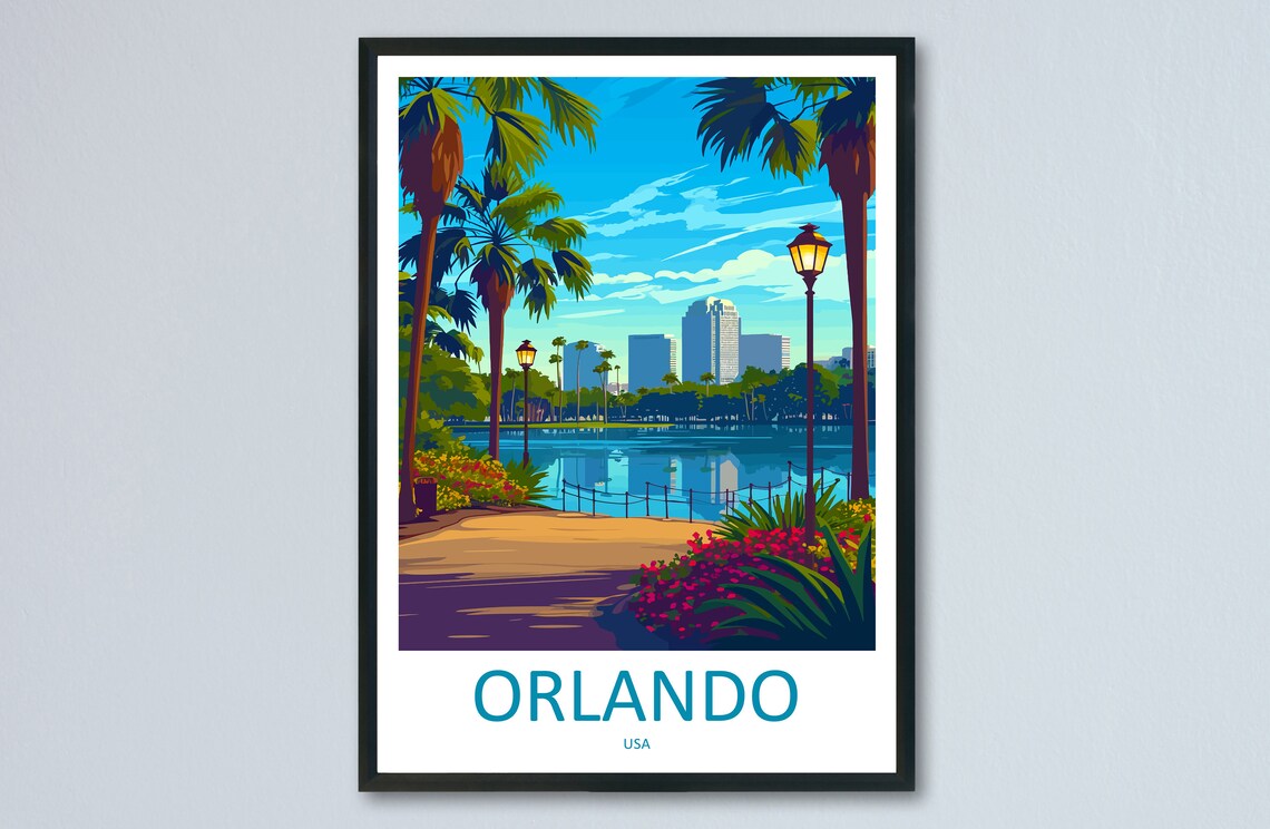 Orlando Travel Poster, Florida City Wall Art