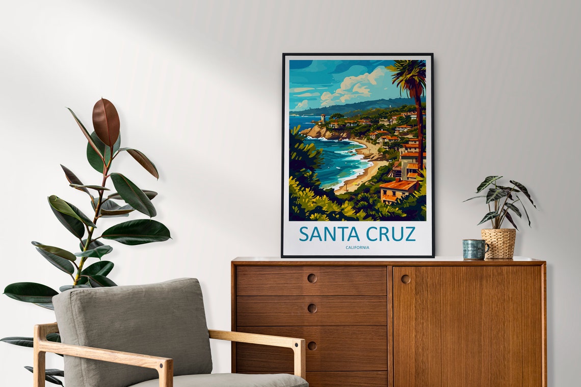 Santa Cruz Travel Print Wall Art Santa Cruz Wall Hanging Home Dcor Santa Cruz Gift Art Lovers California Art Lover Gift Santa Cruz Poster - Image 2