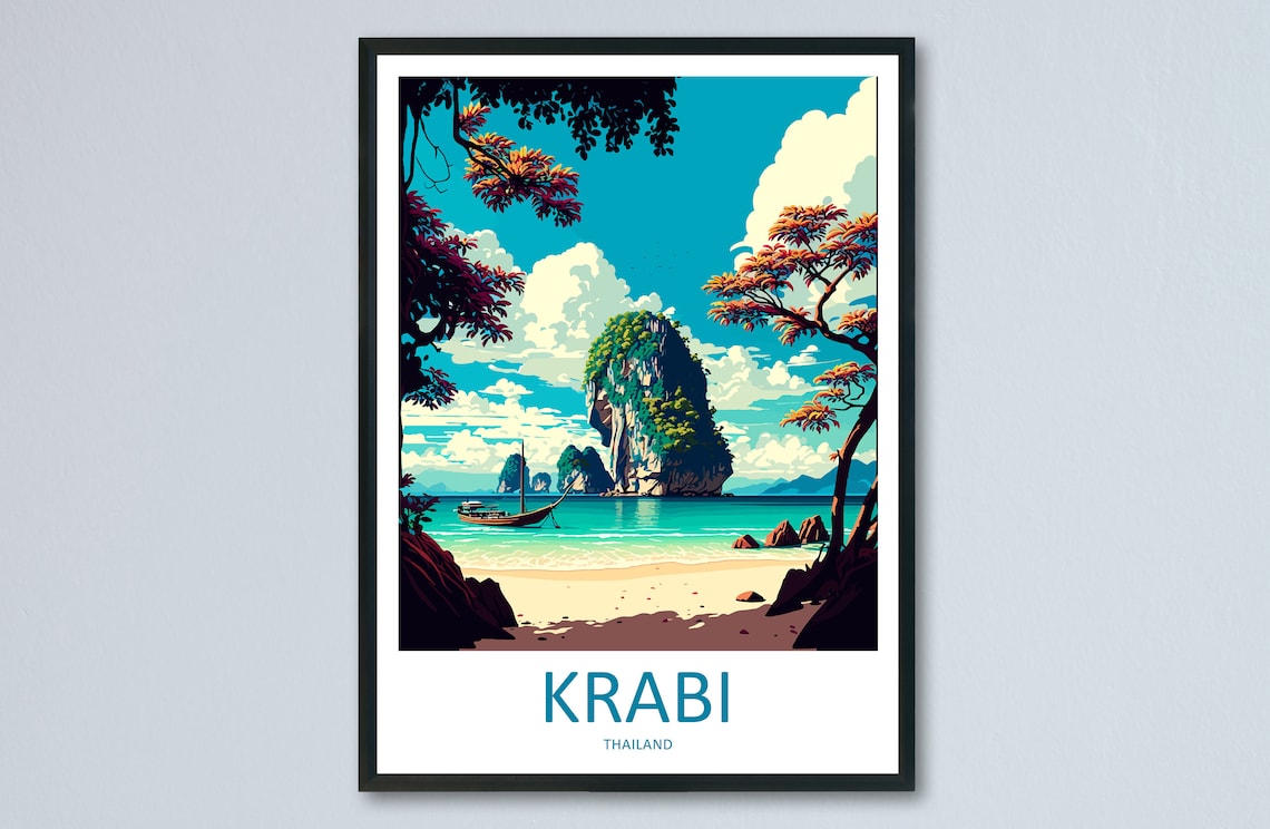 Krabi Travel Poster, Asia Destination Art Print