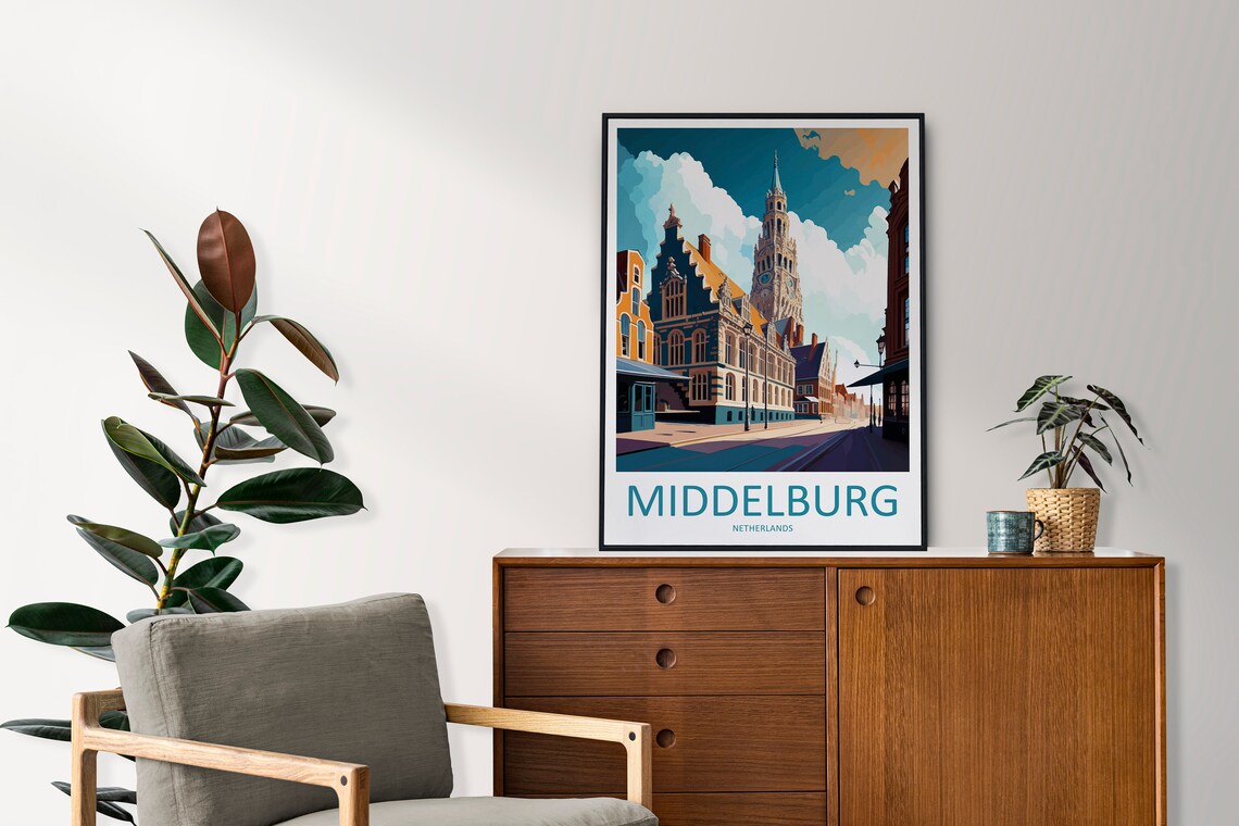 Middelburg Netherlands Historic Old Town Retro Style Travel Poster - Image 2