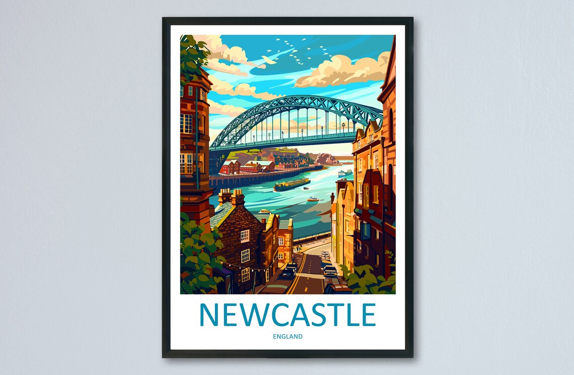 Newcastle Travel Print, England City Art Print