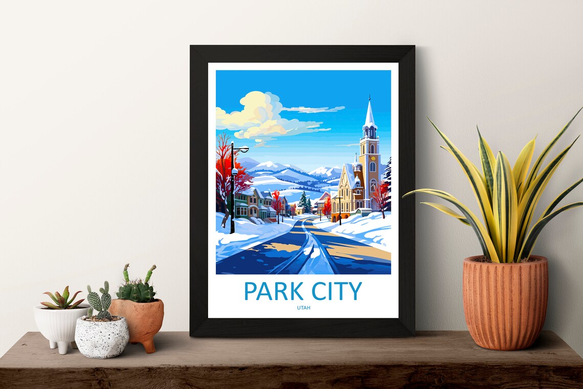 Park City Utah Snowy Winter Main Street Vintage Travel Poster - Image 3