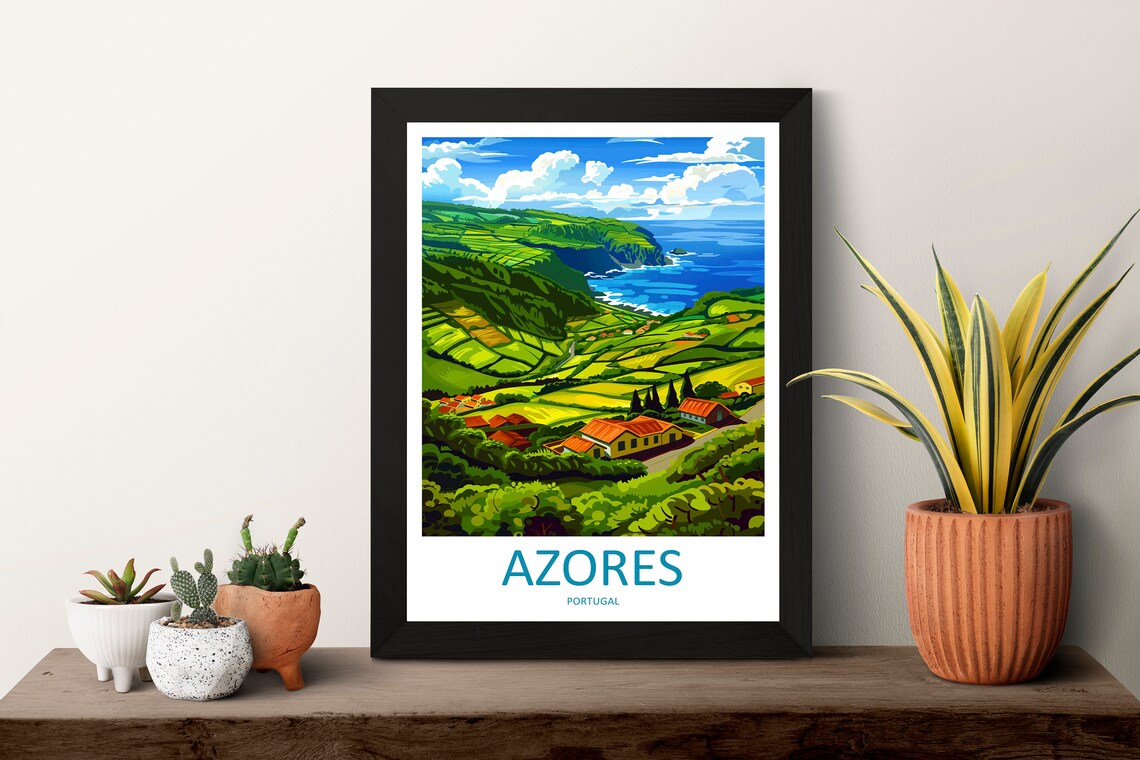 Azores Travel Print Wall Art Azores Wall Hanging Home Dcor Azores Gift Art Lovers Portugal Art Lover Gift Azores Wall Dcor Print - Image 3