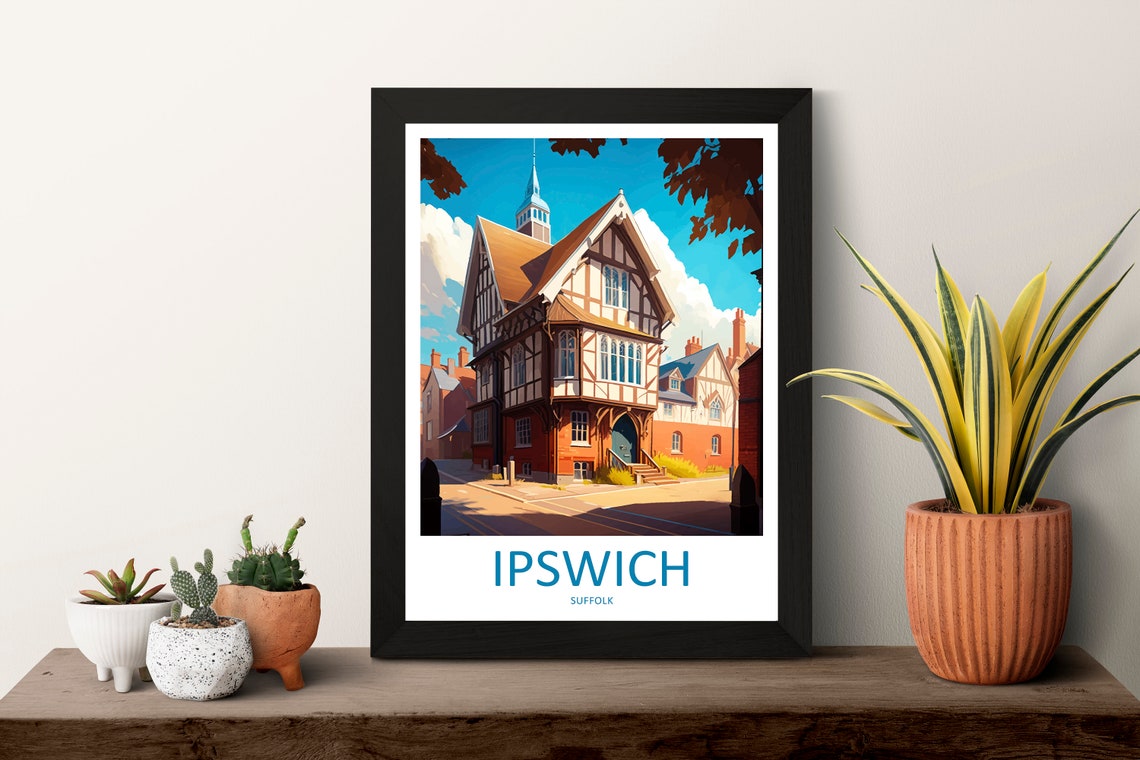 Ipswich Suffolk Tudor Timbered Historic Street Building Poster - Image 3