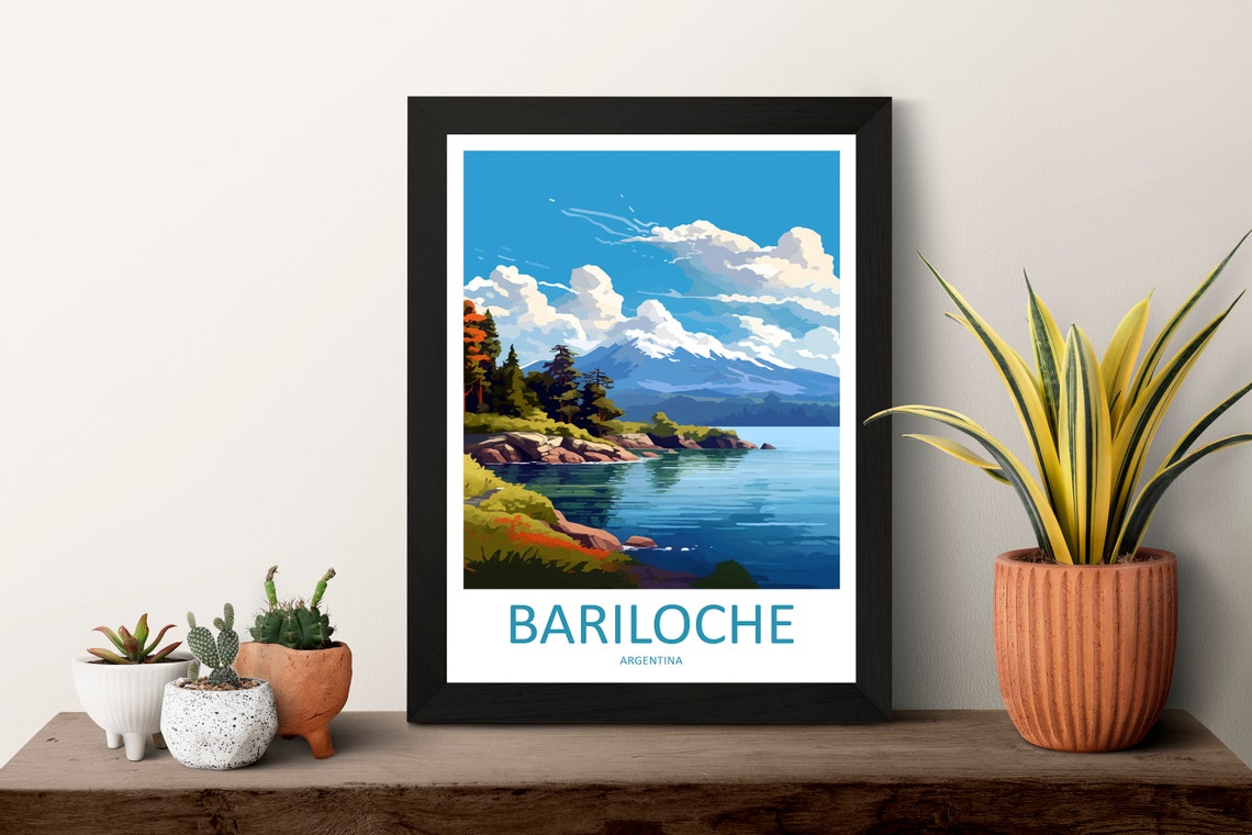 Bariloche Argentina Lakeside Snow Mountain Scenic Travel Poster - Image 3