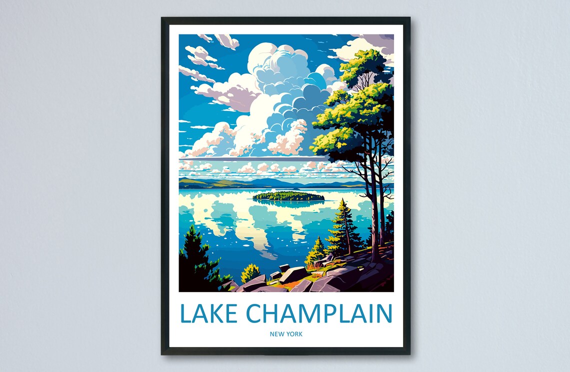 Lake Champlain Travel Poster, New York State Art