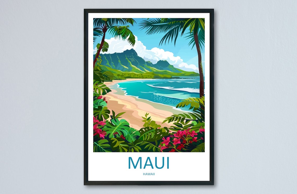 Maui Travel Poster, Hawaii Place-Inspired Wall Art