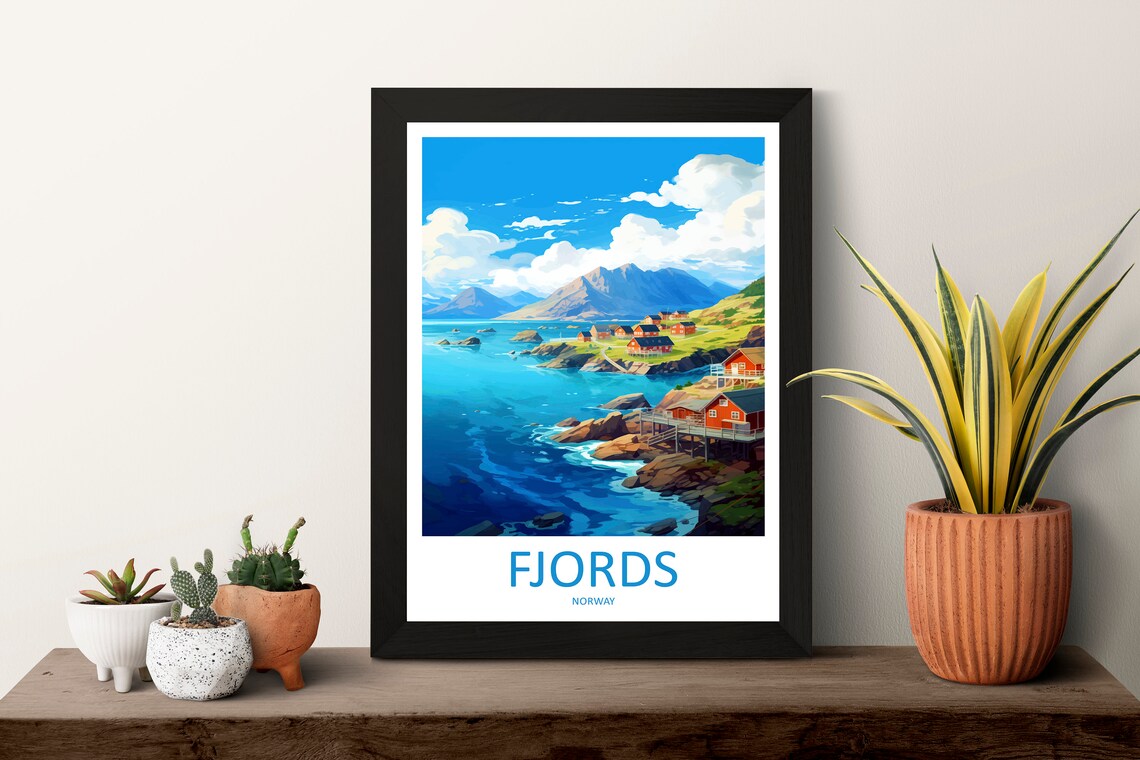 Norway Fjords Travel Poster, Scandinavian Mountains - Image 3