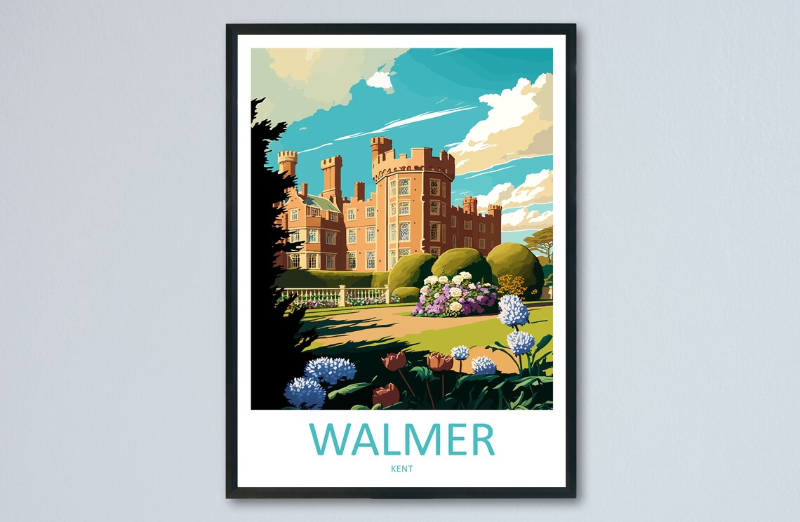 Walmer Castle Gardens Historic Towers Kent England Travel Poster