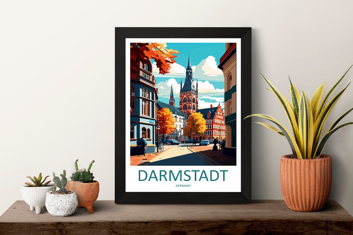 Darmstadt Travel Print Wall Art Darmstadt Wall Hanging Home Dcor Darmstadt Gift Art Lovers Germany Art Lover Gift Darmstadt Art Travel Gift - Image 3