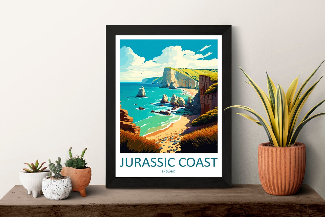 Jurassic Coast England Limestone Cliffs Beach Cove Travel Poster - Image 3