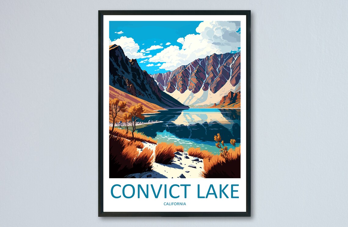 Convict Lake Autumn Sierra Nevada California Travel Art Poster