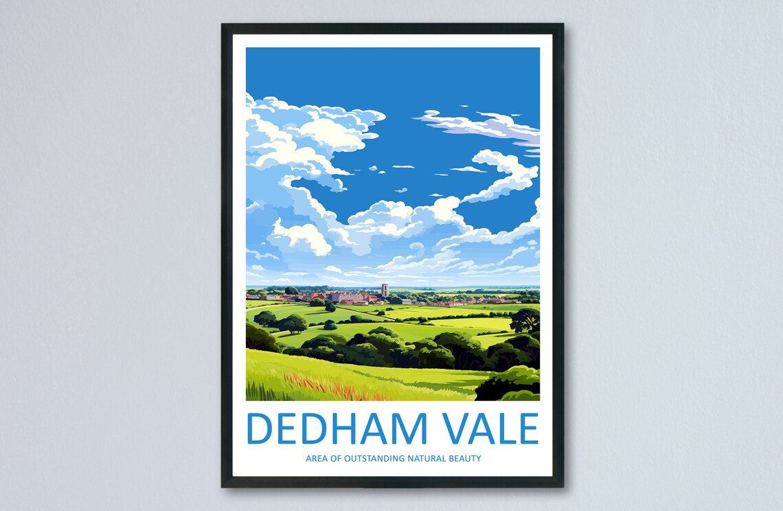 Dedham Vale Suffolk Green Valley Village Church Travel Poster
