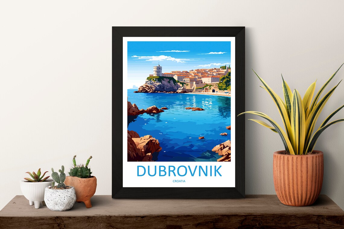 Dubrovnik Croatia Old Town Fortress Adriatic Seafront Travel Poster - Image 3