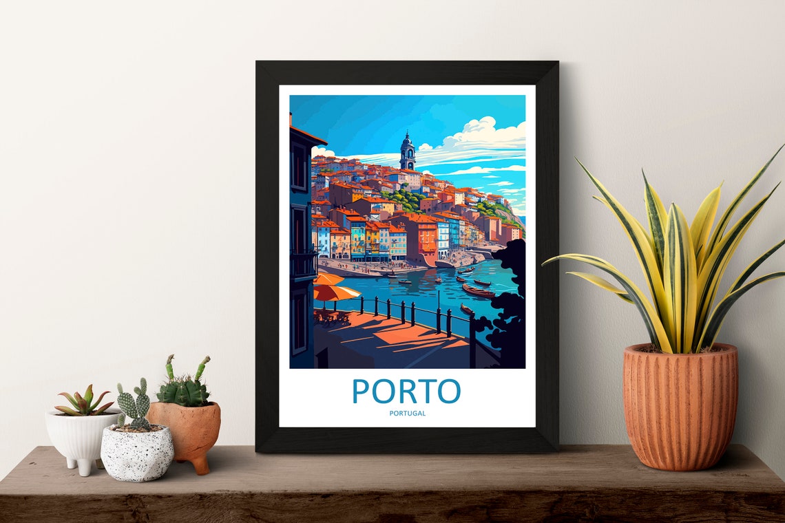 Porto Portugal Douro Riverside Terracotta Rooftops View Poster - Image 3
