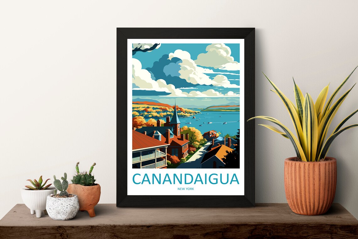 Canandaigua New York Lakeside Town Autumn Scene Travel Poster - Image 3