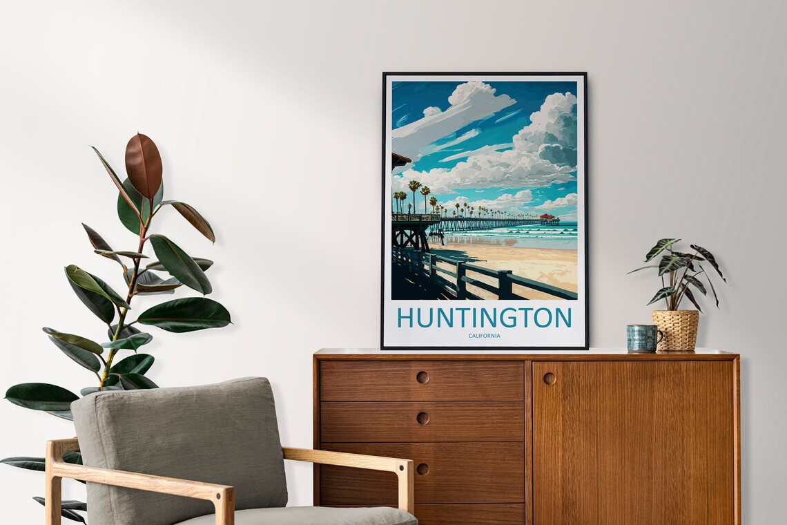 Huntington Beach Travel Poster, California Place Print - Image 2