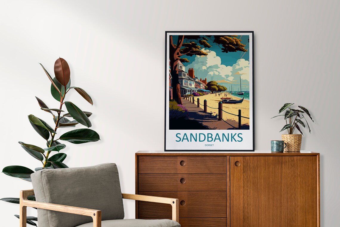Sandbanks Dorset Sailboats Seaside Promenade England Travel Poster - Image 2