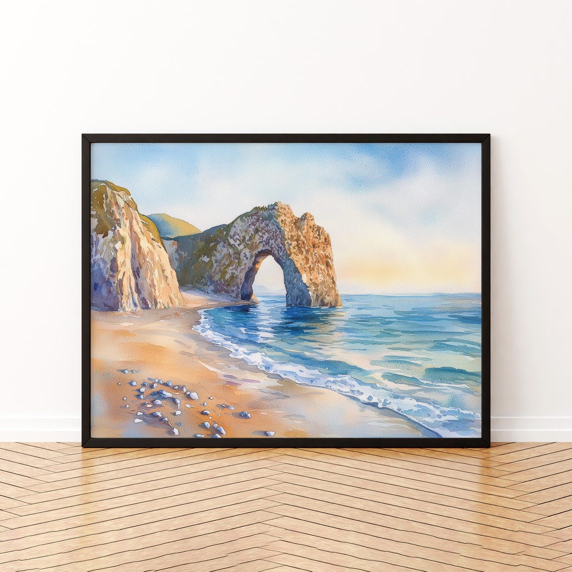 Durdle Door Dorset England Limestone Arch Beach Watercolor Poster