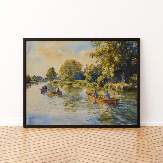 Dedham Vale England Watercolor Poster Travel Print Countryside Landscape Painting Wall Art Uk Souvenir