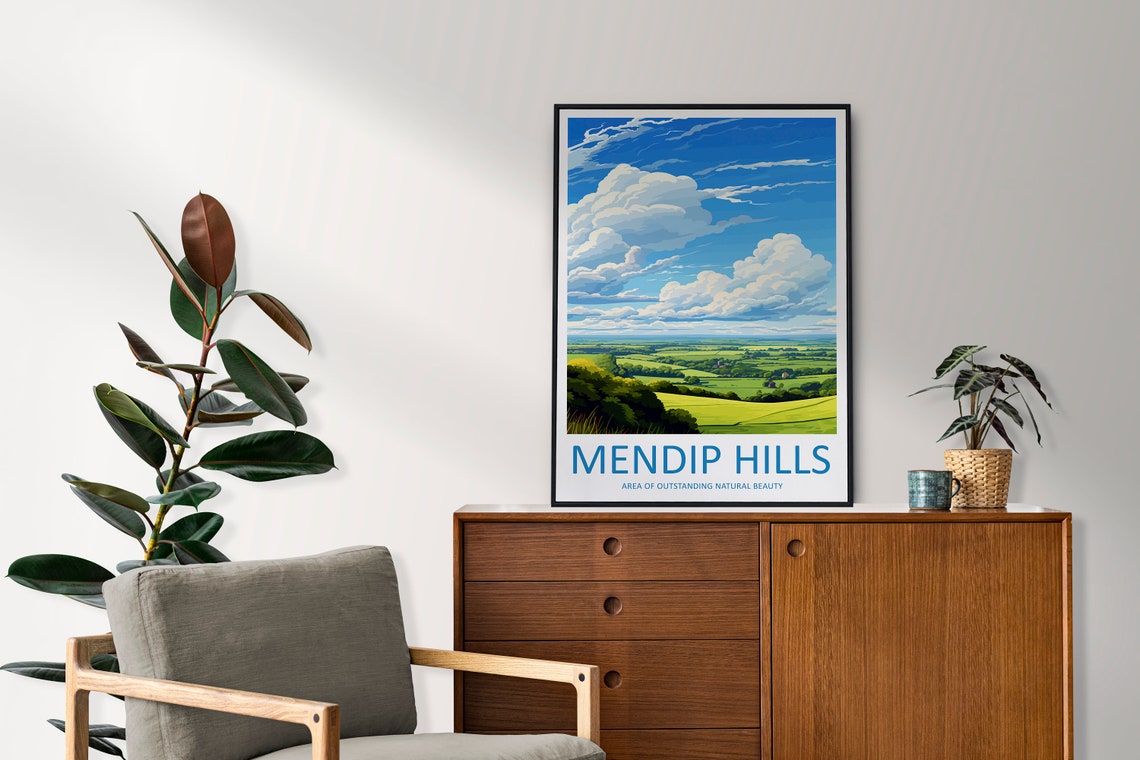 Mendip Hills Panoramic Patchwork Valley Under Dramatic Clouds Poster - Image 2