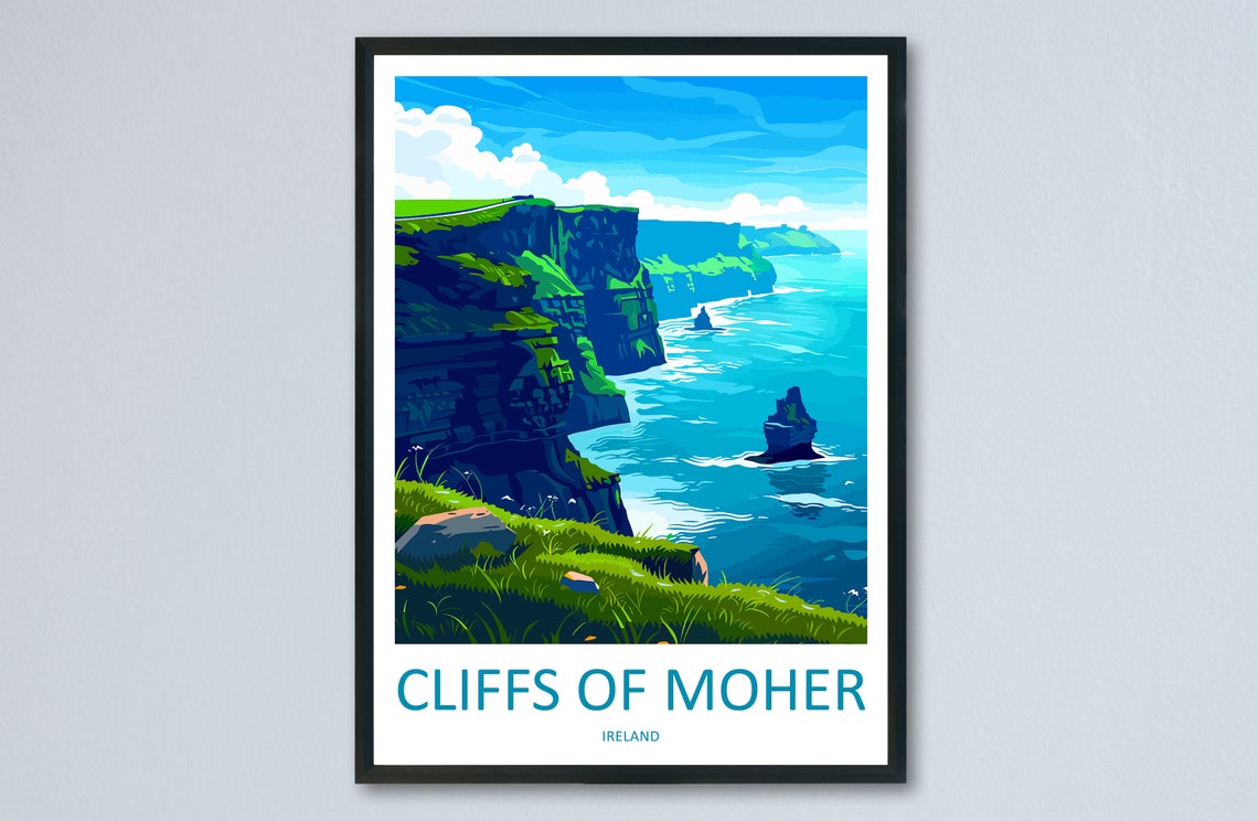 Cliffs of Moher Ireland Dramatic Sea Cliffs Illustration Travel Poster