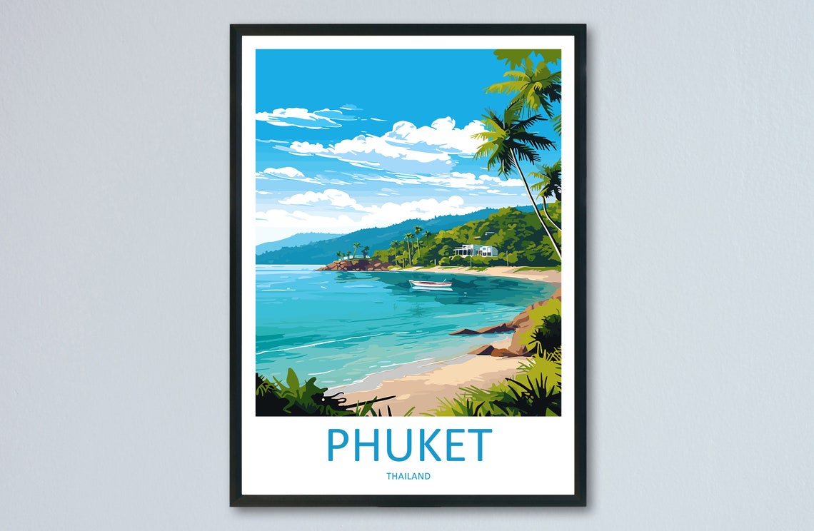 Phuket Thailand Tropical Beach With Palms And Turquoise Water Poster