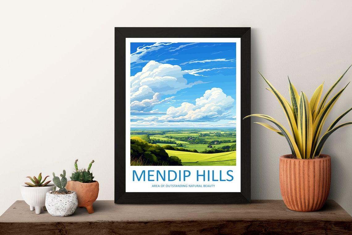 Mendip Hills Panoramic Patchwork Valley Under Dramatic Clouds Poster - Image 3