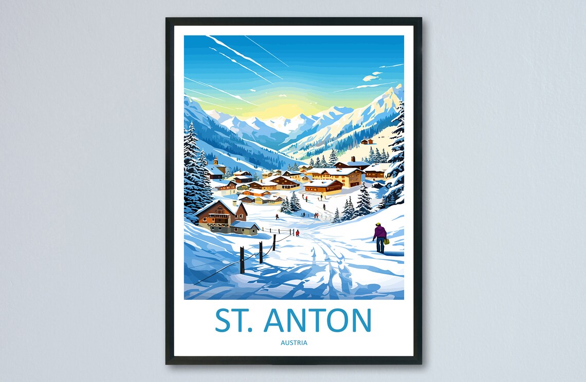 St Anton Austria Snowy Ski Village Alpine Winter Travel Poster