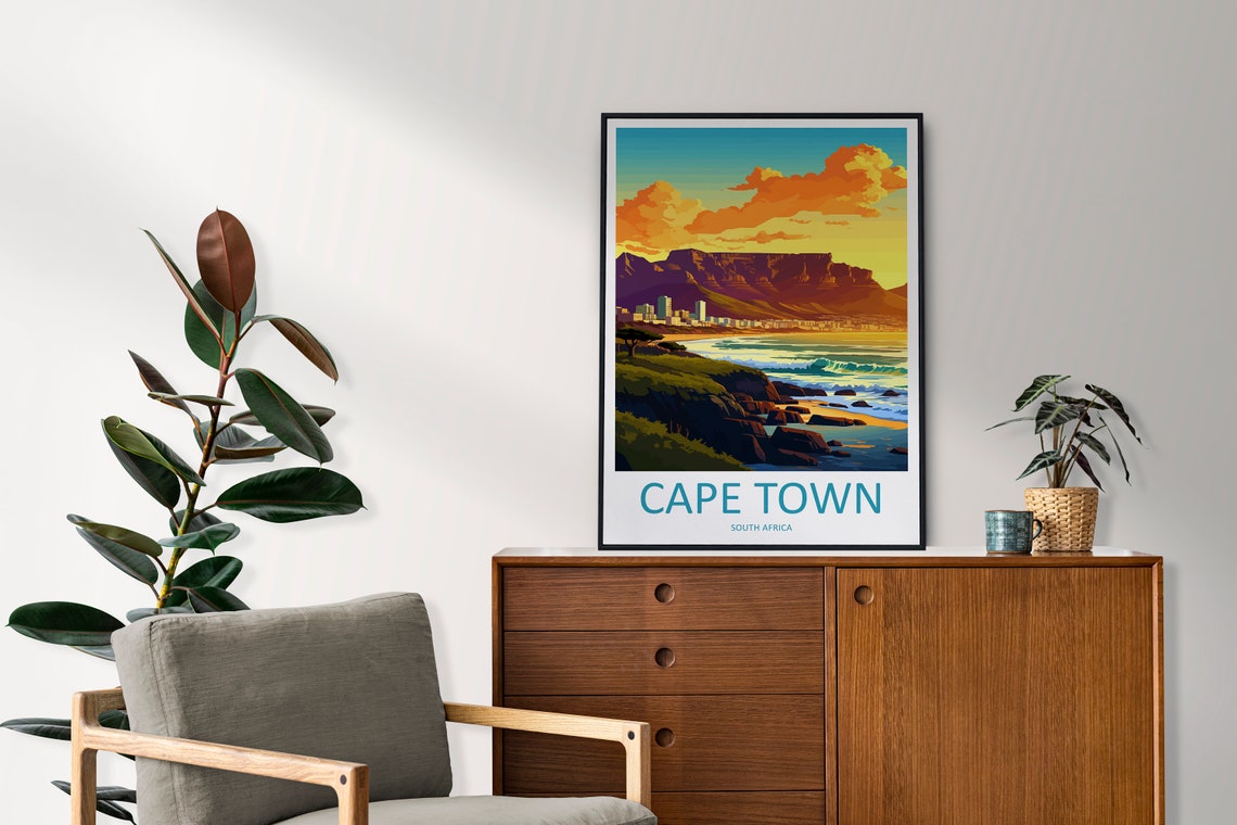 Cape Town South Africa Table Mountain Sunset Ocean Coast Poster - Image 2