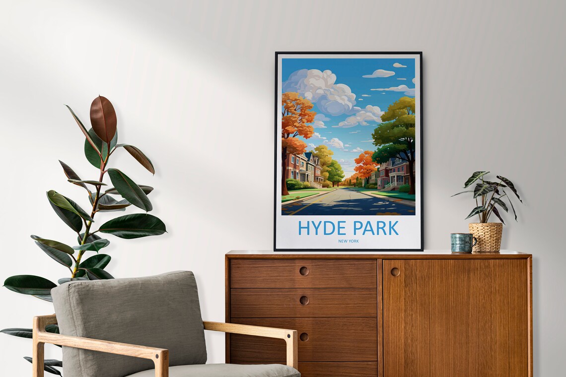 Hyde Park New York Autumn Suburban Street in Fall Colors Poster - Image 2