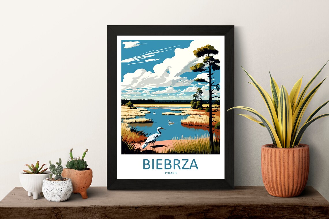 Biebrza Poland Marshland Heron Wetland Wildlife Retro Travel Poster - Image 3