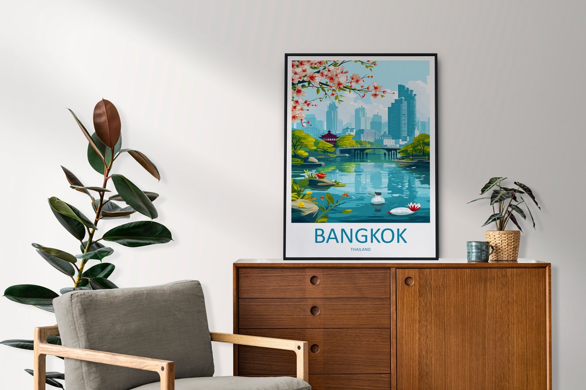 Bangkok Travel Print Wall Art Bangkok Wall Hanging Home Decor Bangkok Gift Art Lovers Wall Art Thailand Travel Print Gift Thai Travel Art - Image 2