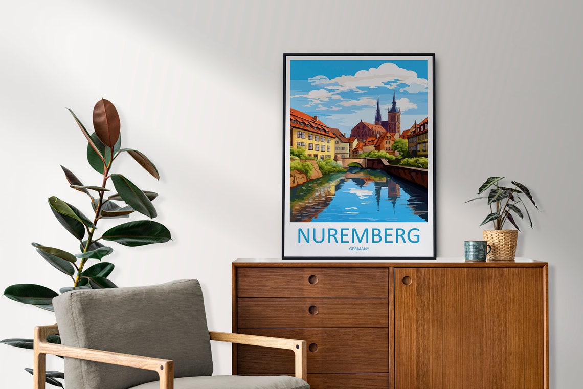 Nuremberg Old Town And River Reflections Germany Travel Poster - Image 2