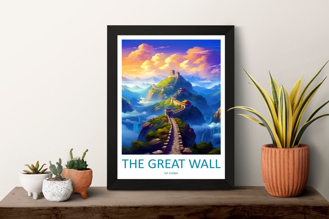 Great Wall Of China Sunset Over Mountain Ridges Travel Poster - Image 3
