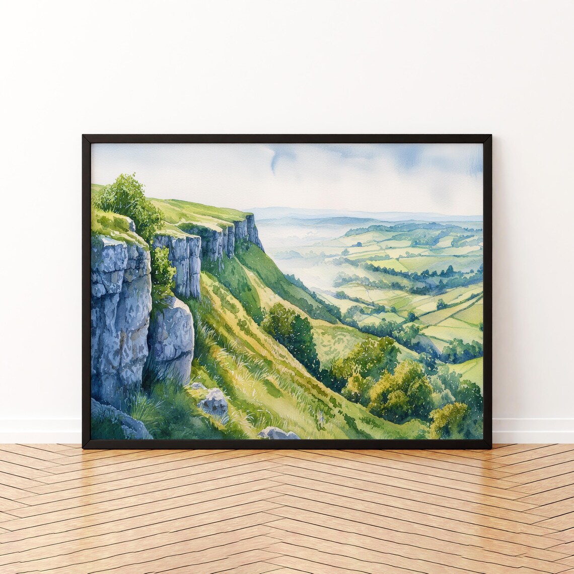 Mendip Hills England Watercolor Travel Poster