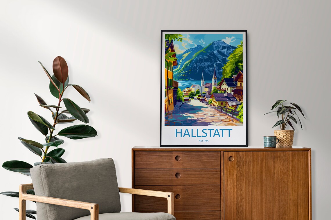 Hallstatt Lake Art Print, Austria Alpine Landscape - Image 2