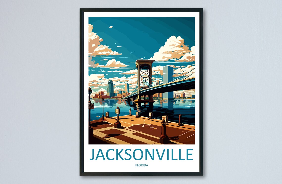 Jacksonville Travel Poster, Florida Home Decor