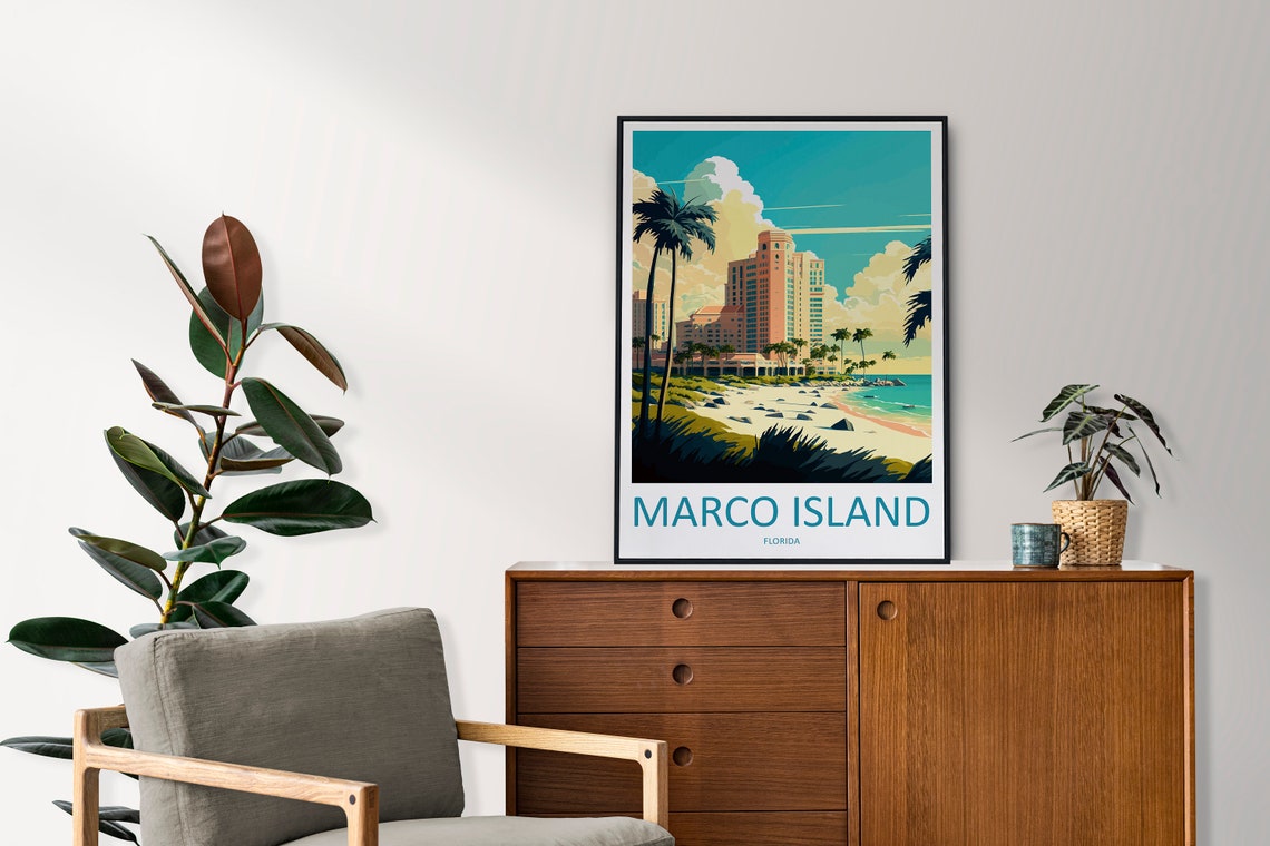 Marco Island Florida Beach Resort Palms Gulf Coast Travel Poster - Image 2