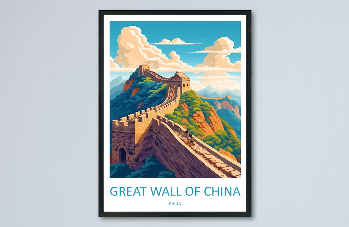 Great Wall Of China Travel Poster, Asia Wall Art
