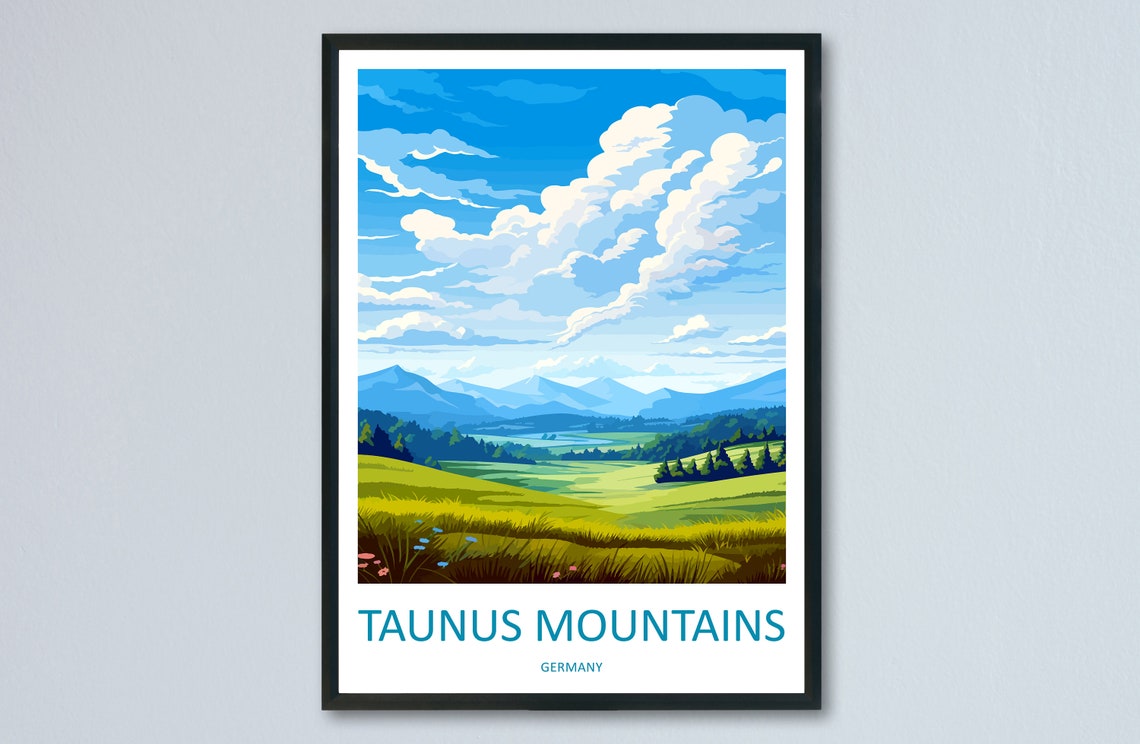 Taunus Mountains Germany Rolling Green Hills Travel Poster Art
