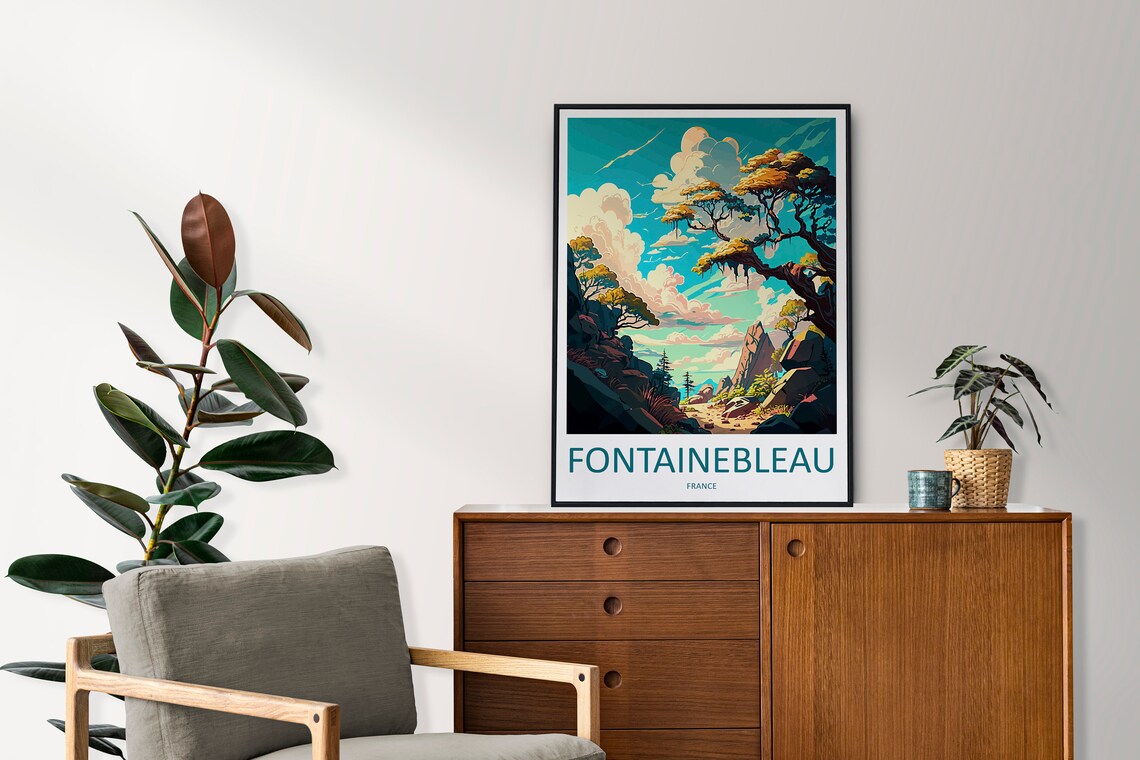 Fontainebleau France Forest Rock Trail Scene Winding Travel Poster - Image 2