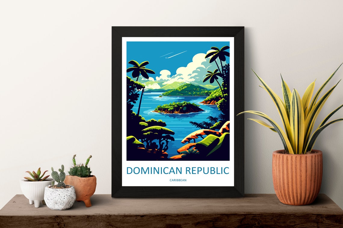 Dominican Republic Caribbean Tropical Bay Islands and Palms Poster - Image 3