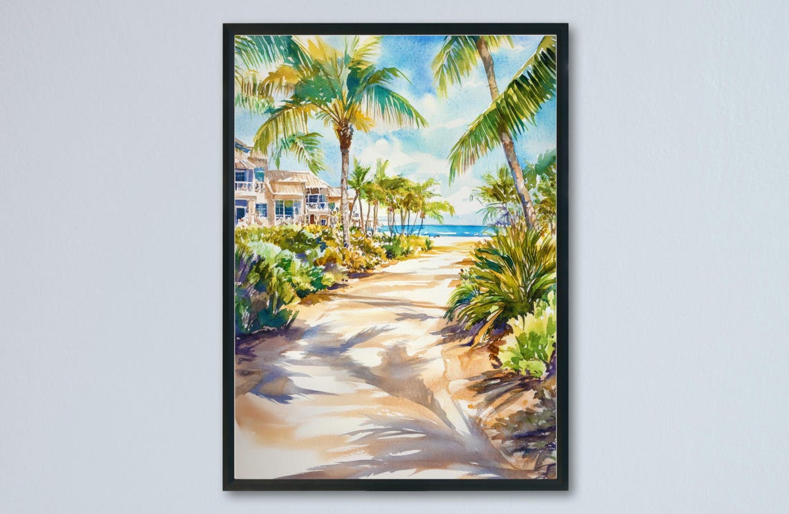 Naples Florida Tropical Beach Path Palms Resort Ocean View Poster