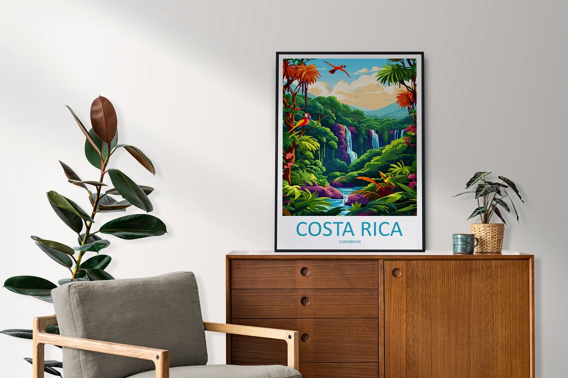 Costa Rica Travel Poster, Caribbean Travel Wall Art - Image 2