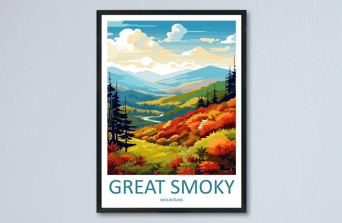 Great Smoky Mountains Autumn Fall Foliage Scenic Travel Poster