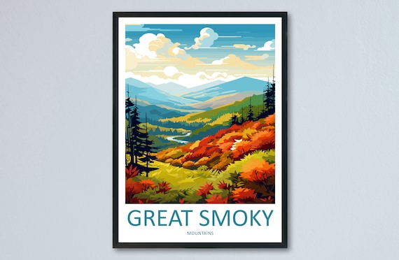 Great Smoky Mountains Autumn Fall Foliage Scenic Travel Poster