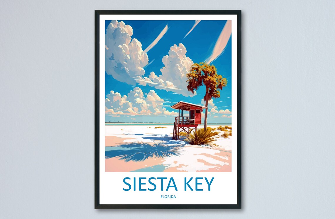 Siesta Key Florida Travel Poster, Beach Getaway