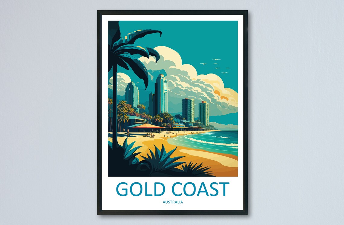 Gold Coast Travel Poster, Australia Wall Art