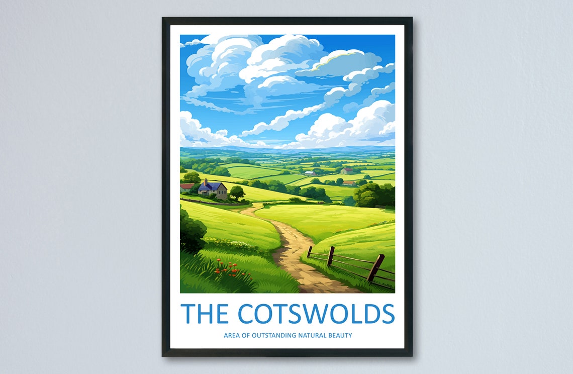 The Cotswolds English Countryside Winding Path Vintage Poster
